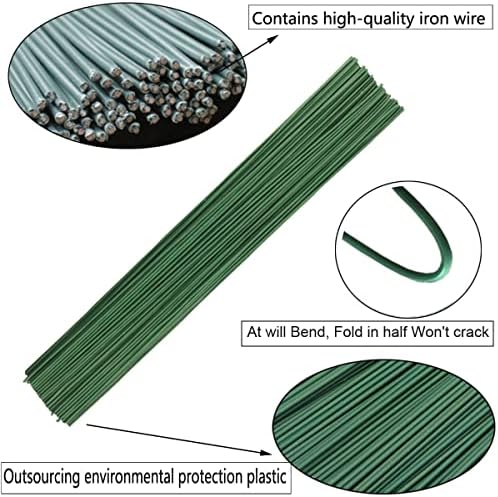 Arlai Pack of 50, Diameter 2mm Dark Green Paper Wrapped Floral stem Wire 16 Inch Floral Stem Wire - DIY Bouquet Stem Wrapping and Crafts