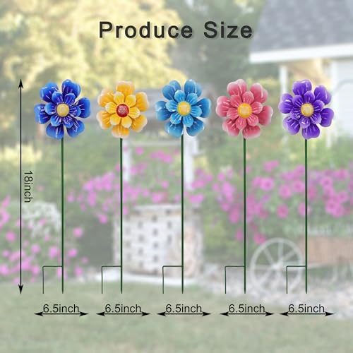 Metal Flower Wind Spinner Lawn Stakes Yard Art, Garden Iron Handicrafts