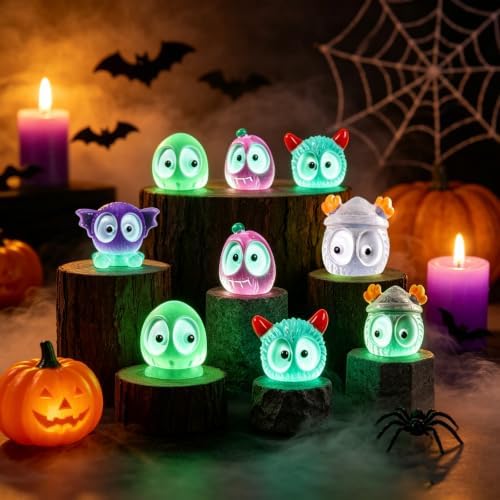 56 Pcs Halloween Luminous Mini Miniature Resin Ghost Figurines