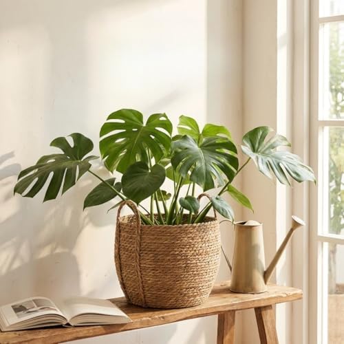 10 inch Large Seagrass Woven Planter Basket with Handles