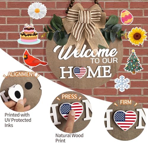Welcome Sign for Front Door 12 in Wreath Decorations for All Seasons