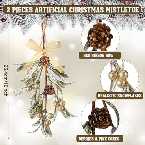 Giegxin 1 Piece Christmas Mistletoe Ornament,Bright Style,Gold