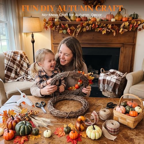 HAKACC 14 PCS Artificial Mixed Pumpkins for Decorating, Fake Pumpkins