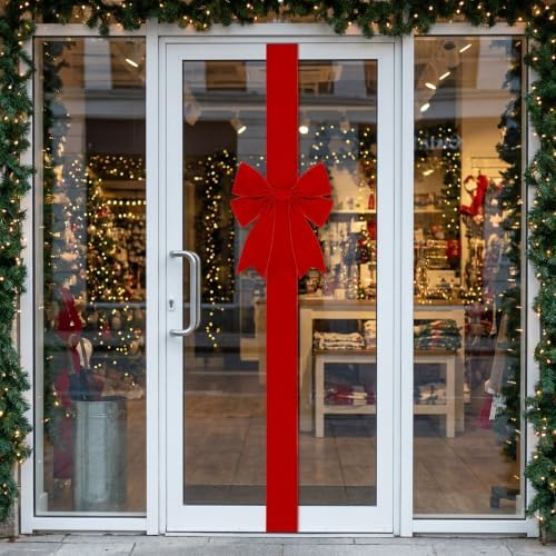 173" Extra Large Christmas Front Door Warpping Bow, Giant Xmas Velvet Bow