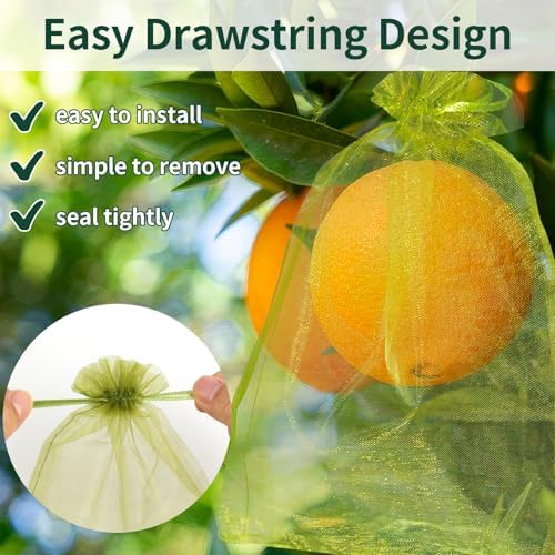 100 Pcs Fruit Protection Bags, 4×6 in Mesh Cover Nets for Tree, Green
