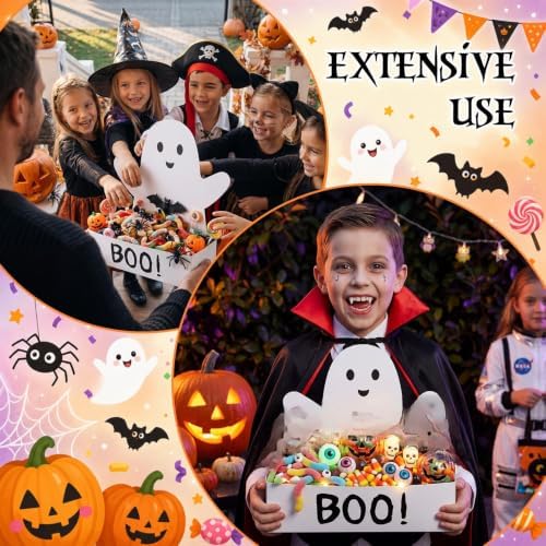 Gueevin 12 Pcs Large Halloween Boo Gift Basket Set Ghost Shaped Candy Box