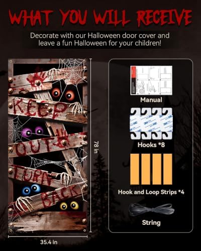 Halloween Door Cover Decor, Outdoor Party Wall Backdrop Sign