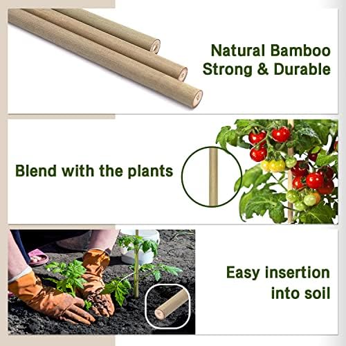 Plant Stakes,12IN Natural Garden Bamboo Sticks, 20Pcs Plant Support Stakes
