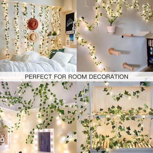 suddus 33FT 100 LED Ivy Vine with Fairy Lights Plug in Clear Wire