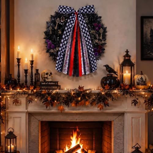 Halloween Wreath Sash Halloween Wreath Bow, 11.8*23.6" Wreath Bow Decor