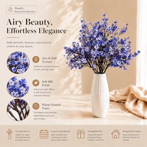 Mandy's 6 Bundles Artificial Shades of Blue Baby’s Breath Flowers