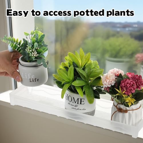 FMOACEN 6 PCS Plastic Plant Tray Saucer, Rectangular Window Sill Plant Tray for Indoors Outdoor Flower Pots for Window Shelf, Clear Thick Plastic Plant Trays for Succulent Pot, Square Plant Saucers