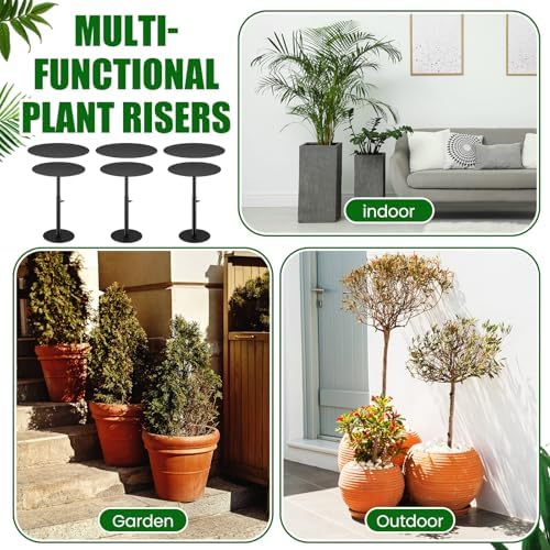 Novabright 3 Pack Adjustable Plant Riser for Inside Pot 12-22" Planter Inserts for Large Pots Metal Pot Fillers for Tall Square Round Taper Planters Container Indoor Outdoor (6'' 8" 10" Base or Top)