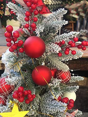 24 pcs Christmas Berries Stems Artificial Red Berry Stems for Christmas Tree Ornaments Crafts Holiday and Home Decor (Red)