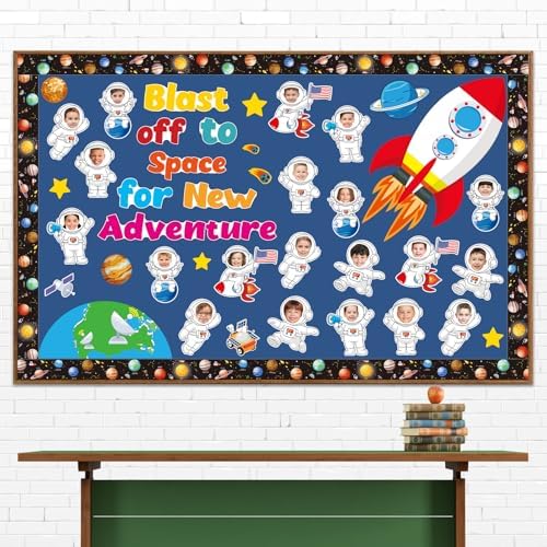 36 Outer Space Astronaut Cutouts with Photo Space for Bulletin Board Decor