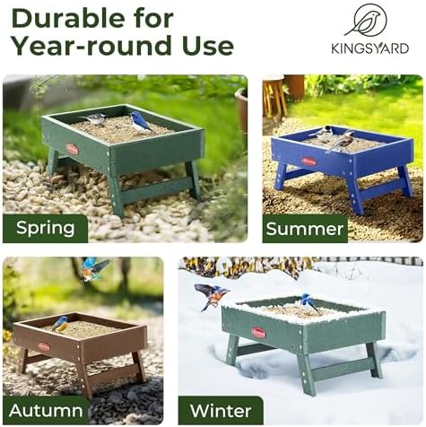 Kingsyard Ground Bird Feeder, Elevated Tray with Recycled Poly Lumber