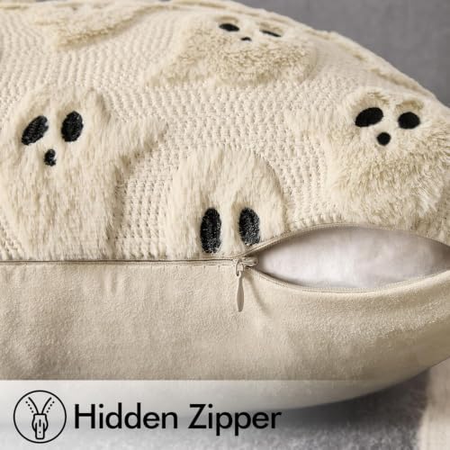 MIULEE Beige Halloween Pillow Covers Cute Ghost Decor Set of 2 20x20
