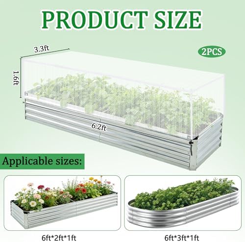 2 Pack Garden Netting for Raised Beds, 6x3 Ft Raised Bed Plant Covers for Garden Protection, Fine Mesh Bird Netting Pest Barrier Screen with Drawstring for Protecting Vegetables Fruits Crops