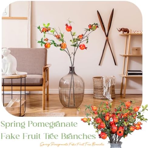 Thiccywoov 10 Pcs 31.5'' Artificial Pomegranate Branches Decor, Orange