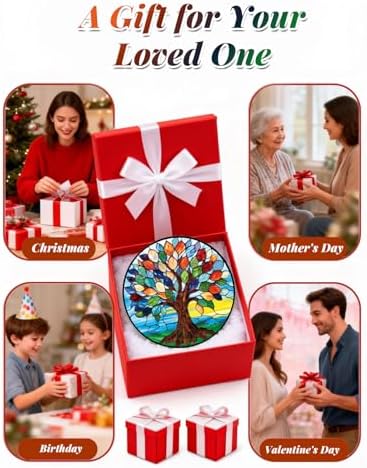 Tree of Life Stained Glass Suncatcher Window Hanging Birthday Gifts