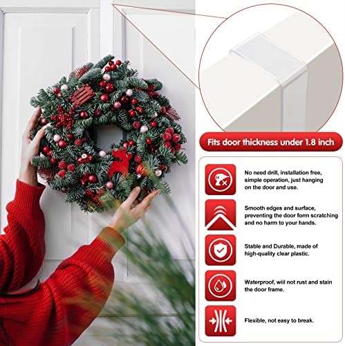 12" Wreath Hangers for Front Door, Non Scratch Wreath Door Hanger