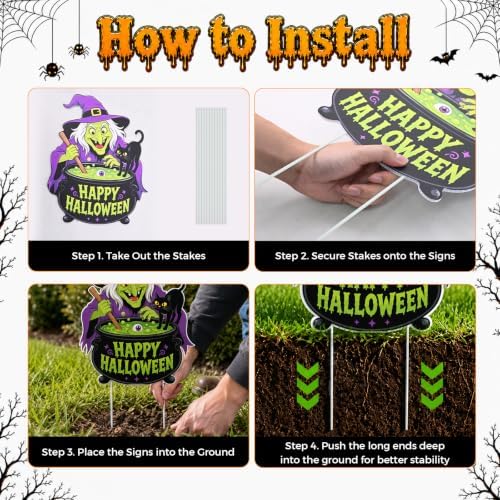 Halloween Decorations Outdoor Large Cute Pumpkin Ghost Yard Sign with Stake