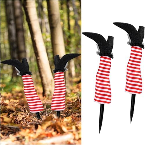 Halloween Witch Legs Yard Stakes Halloween Decorations, 2 Pack Wicked Witch Legs, Funny Upside Down Witches Legs Decorations, for Front Yard, Lawn & Garden, Style-B