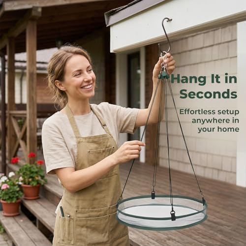2Pcs Universal Wild Bird Seed Catcher Tray, 16 Inch Adjustable Hanging Hoop Platform, for Hummingbird Feeders & Bee Feeders, Outdoor Garden Accessory
