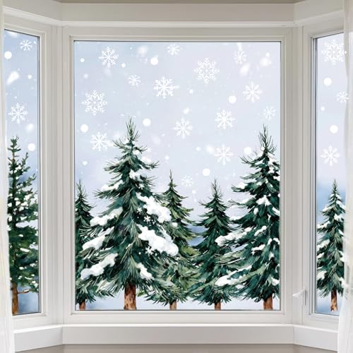 124 PCS Large Christmas Clings for Windows Trees Snowflake Window Clings Christmas Decorations