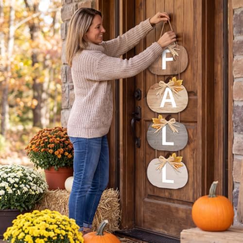 Vicenpal Fall Porch Sign Wooden Hanging Farmhouse,Classic Color,Pumpkin