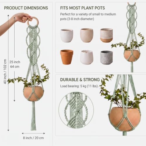 Shappy 1 Pack Boho Macrame Plant Hanger for Indoor