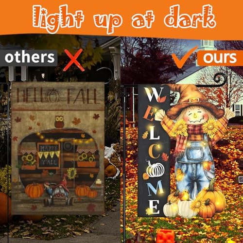 Thanksgiving Garden Flag, Scarecrow Fall Porch Decor, 28x40 In