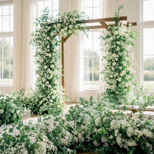 Sukh 10 Babys Breath Artificial Flowers - White Fake Gypsophila for Wedding