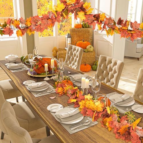 4Pack 23.6FT Fall Autumn Leave Garland for Thanksgiving Wedding Party Decor