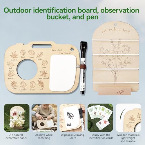 Flower Press Kit for Kids, Nature Exploration Toys with Plant ID Cards & Drawing Board, Outdoor Explorer Kit with DIY Bouquet Preservation & Dried Flower Art | Ideal Gift for Nature & Craft Lovers