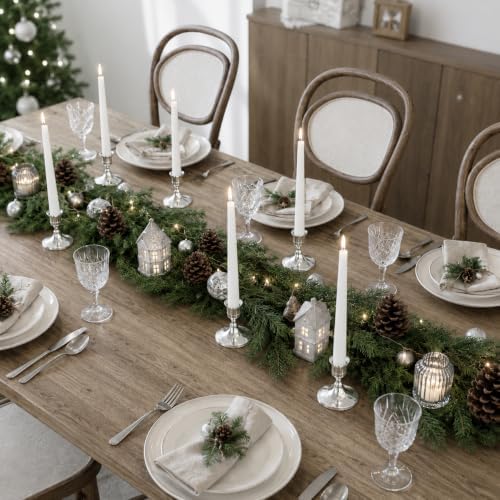 zeochyni 24 PCS Silver Taper Candle Holders Bulks
