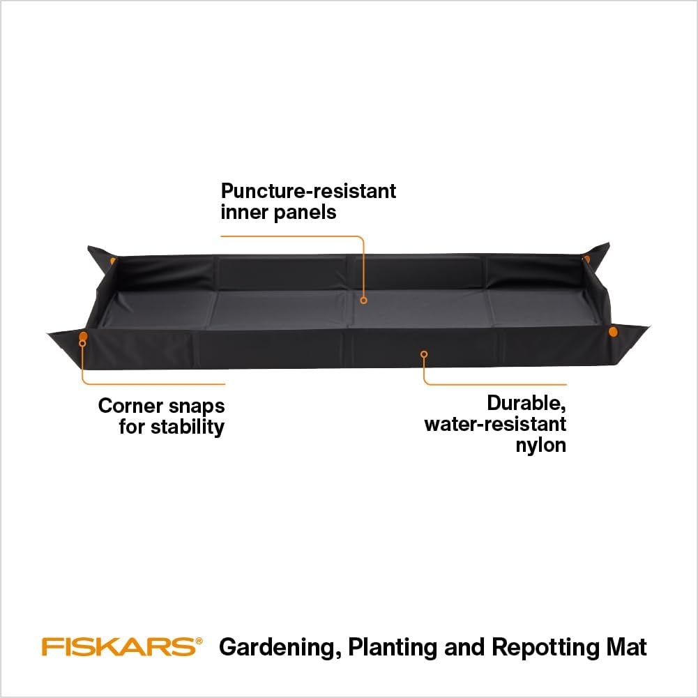 Fiskars 32.5" x 17.5" Large Repotting Mat for Indoor Garden Transplanting | Soil Mess Control, Foldable and Water