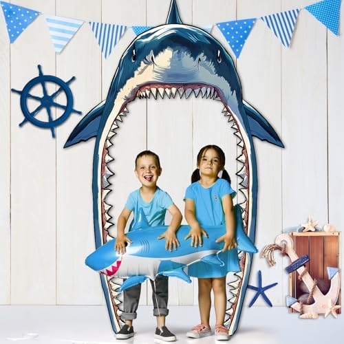 Shark Party Porch Banner Ocean Birthday Door Cover Decorations Backdrop