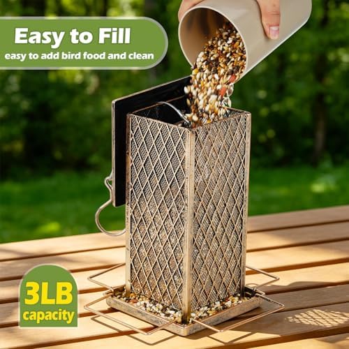 Bird Feeder, Heavy Duty Metal Bird Feeders for Outdoor Hanging