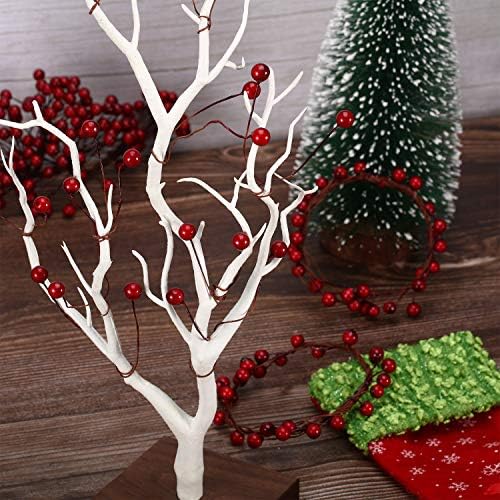 BBTO Artificial Holly Berries on Wire Stems, 250 Stems with 500 Pieces 8 mm Fake Berries for Tree Decorations Wreath Craft Use Wedding Party Favor (Dark Red)