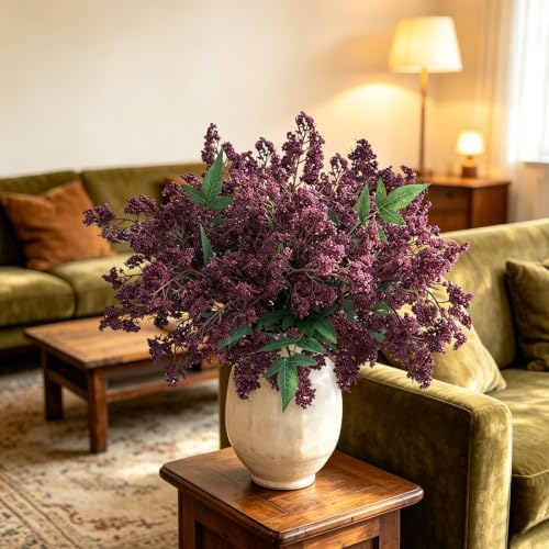 Thewe 12Pcs Berries Stems Fake Flowers for Vase