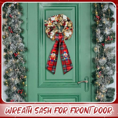 Wreath Sash for Front Door Christmas Embroidery Monogram