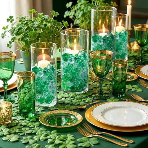 Syhood 570 Pcs Green Acrylic Gems Plastic Crystals