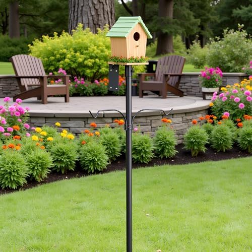 79 Inch Bird Feeder Pole Kit, 5-Prong Base, Hanging Hook