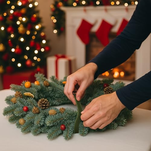 SATINIOR 50 Pcs Olive Green Large Christmas Garland Ties 12" Banister Ties