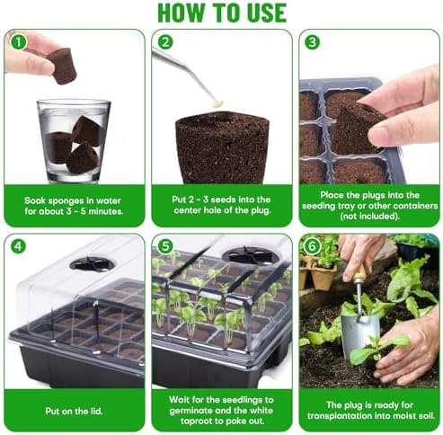 50 Pcs Seed Starter Plugs,Replacement Root Grow Sponges Plant Plugs,Great for Soil, Tray or Planting Pods, Promotes Herbs, Vegetables and Flowers Growth