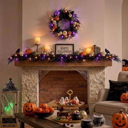 Valery Madelyn 6ft Artificial Norfolk Pine Halloween Garland for Mantle