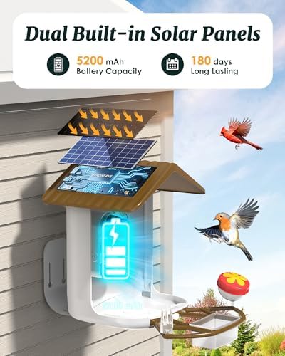 Bird Feeder with Camera Solar Powered 2K Video with 32GB Card Auto Capture