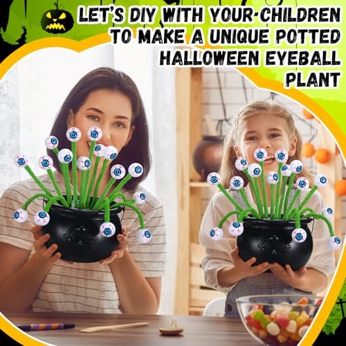 Wavwavw 12 Pcs Halloween Eyeball Picks 10 Inch Floral Pick,Green