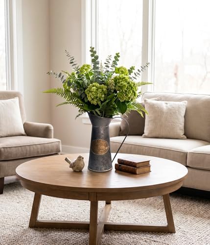 Yoillione Galvanized Metal Flower Vase, Rustic Farmhouse Jug Vase, Home and Room Decor Tall Vase Birthday Gift for Women